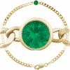 14k Yellow Gold .30 ct Round Emerald Curb Link Bracelet 7in