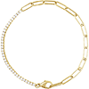 14k Yellow Gold 1 ct tw Diamond Line and Paper Clip Link Bracelet