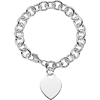 Sterling Silver 7 1/2in Cable Bracelet with Heart Charm