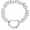 Sterling Silver Cable Link Bracelet with Heart-Shaped Clasp 7 1/2in