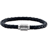 Genuine Black Leather Bracelet with Slotted Clasp 8 1/2in
