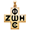 14k Yellow Gold Phos Zoe Cross Pendant 1in