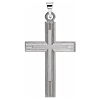 14k White Gold Latin Cross Pendant with Lines 1in