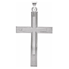 14k White Gold Latin Cross Pendant with Lines 1.5in