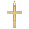 14k Yellow Gold Latin Cross Pendant with Lines 1.5in