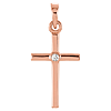 14k Rose Gold 3/4in Classic Cross Pendant with Diamond Accent