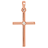 14k Rose Gold 7/8in Classic Cross Pendant with Diamond Accent