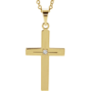 14k Yellow Gold Small .01 ct Diamond Cross Pendant on 18in Chain