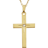 14k Yellow Gold 7/8in .01 ct Diamond Cross Pendant on 18in Chain