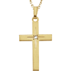 14k Yellow Gold 1in .01 ct Diamond Cross Pendant on 18in Chain