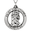 Sterling Silver Round Cut-out St. Christopher Medal with 24in Chain