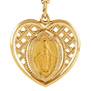 14K Yellow Gold 3/4in Heart Miraculous Medal