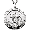 Sterling Silver 1in Polished Round St. Christopher Medal on 24in Chain