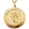 Gold-plated Sterling Silver 1in St. Christopher Medal on 24in Chain