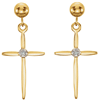 14kt Yellow Gold Diamond Tapered Cross Dangle Earrings