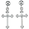 14kt White Gold .01 ct Diamond Cross Dangle Earrings