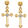 14kt Yellow Gold .01 ct Diamond Cross Dangle Earrings