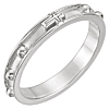 14k White Gold Rosary Ring with Raised Borders