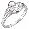 14k White Gold Angel and Dove Ring