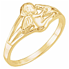14k Yellow Gold Angel and Dove Ring