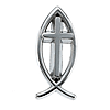 14k White Gold Ichthus with Cross Lapel Pin