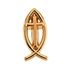 14k Yellow Gold Ichthus with Cross Lapel Pin