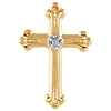 14k Yellow Gold Diamond Budded Cross Lapel Pin