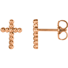 14kt Rose Gold 3/8in Beaded Cross Earrings