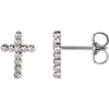 14kt White Gold 3/8in Beaded Cross Earrings