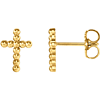14kt Yellow Gold 3/8in Beaded Cross Earrings