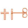 14kt Rose Gold Tiny Classic Cross Earrings