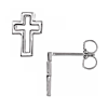 14k White Gold Open Latin Cross Earrings
