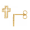 14k Yellow Gold Open Latin Cross Earrings