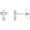 14k White Gold Diamond Accented Cross Earrings
