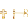 14k Yellow Gold Citrine Accented Cross Earrings