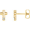 14k Yellow Gold Diamond Accented Cross Earrings
