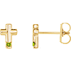 14k Yellow Gold Peridot Accented Cross Earrings