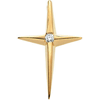 14k Yellow Gold .02 ct Diamond Pointed Cross Pendant 3/4in