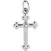 14kt White Gold 5/8in Budded Cross with Diamond Accent