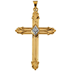 14kt Yellow Gold 1 1/2in Diamond Budded Cross