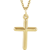 14k Yellow Gold Petite Rounded Cross Necklace