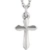 14k White Gold 3/8in Petite Pointed Cross Necklace