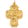 14k Yellow Gold 1in Ornate Four Way Medal