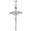 Sterling Silver INRI Crucifix with Wood Texture Necklace