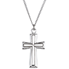 Sterling Silver Men's 1 1/2in Tapered Cross on 24in Curb Chain