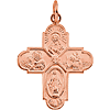14k Rose Gold Slender Four Way Medal 1in