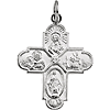 14k White Gold Slender Four Way Medal 1in