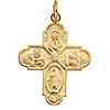 14k Yellow Gold Slender Four Way Medal 1in