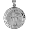 14k White Gold 22mm Hollow Round Miraculous Medal