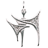 14k White Gold Pointed Chai Pendant with Textured Finish 5/8in